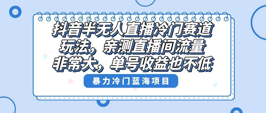 抖音半无人直播冷门赛道玩法，直播间流量非常大，单号收益也不低！-网创社区
