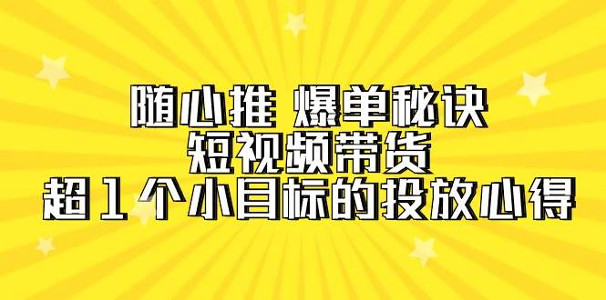 随心推 爆单秘诀，短视频带货-超1个小目标的投放心得（7节视频课）-网创社区