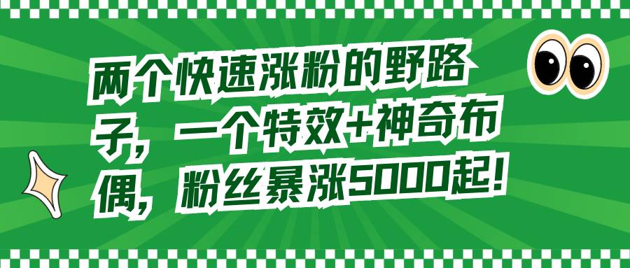 两个快速涨粉的野路子，一个特效+神奇布偶，粉丝暴涨5000起！-网创社区