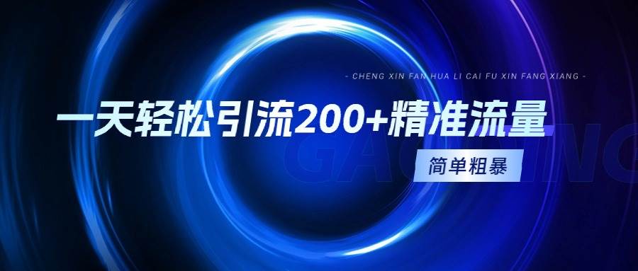 一天轻松引流200+精准流量，简单粗暴，一看就会-网创社区