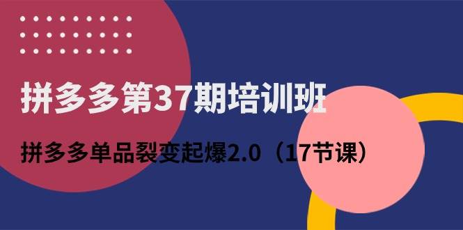 拼多多第37期培训班：拼多多单品裂变起爆2.0（17节课）-网创社区