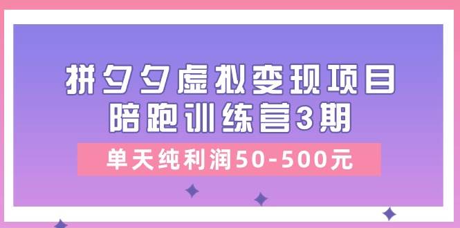 某收费培训《拼夕夕虚拟变现项目陪跑训练营3期》单天纯利润50-500元-网创社区