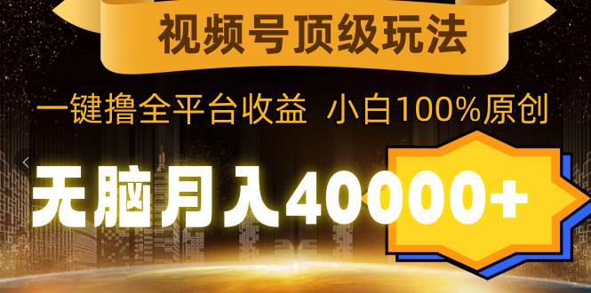 视频号顶级玩法，无脑月入40000+，一键撸全平台收益，纯小白也能100%原创-网创社区