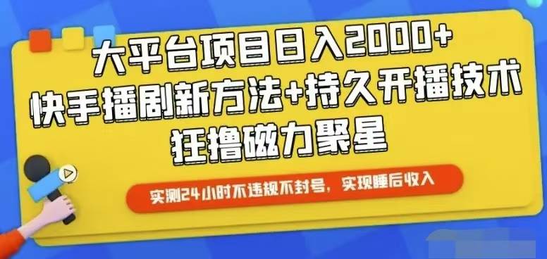 快手24小时无人直播，真正实现睡后收益-网创社区
