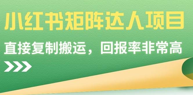 小红书矩阵达人项目，直接复制搬运，回报率非常高-网创社区