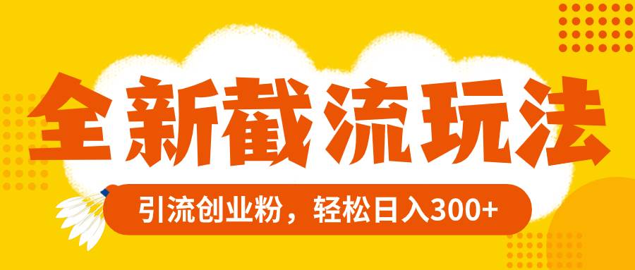 全新截流玩法，精准引流创业粉，轻松日入300+-网创社区