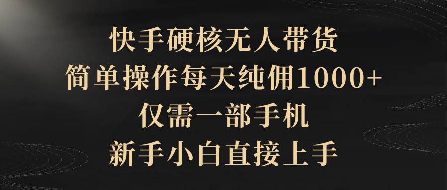 快手硬核无人带货，简单操作每天纯佣1000+,仅需一部手机，新手小白直接上手-网创社区