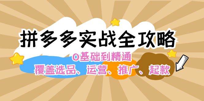 拼多多实战全攻略：0基础到精通，覆盖选品、运营、推广、起款-网创社区