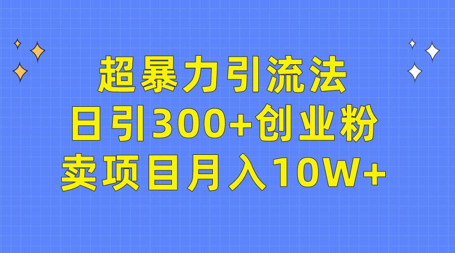 超暴力引流法，日引300+创业粉，卖项目月入10W+-网创社区