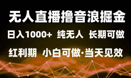 无人直播撸音浪掘金，日入1k+，纯无人红利期，小白可做，当天见效【揭秘】-网创社区