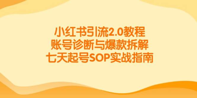（14981期）小红书引流2.0教程，账号诊断与爆款拆解，七天起号SOP实战指南-网创社区