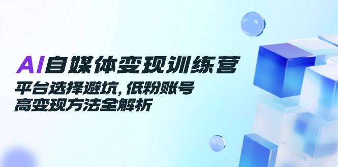AI自媒体变现训练营，平台选择避坑，低粉账号高变现方法全解析-网创社区