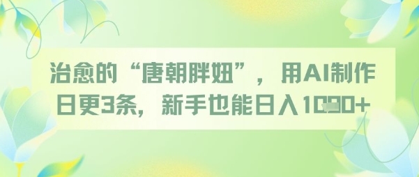 治愈的“唐朝胖妞”，用AI制作日更3条，新手也能日入多张-网创社区