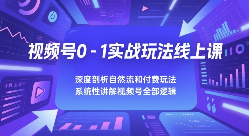 视频号0-1实战玩法线上课，深度剖析自然流和付费玩法，统性讲解视频号全部逻辑-网创社区