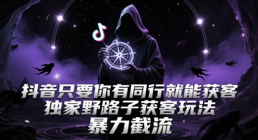 抖音只要你有同行就能获客，独家野路子获客玩法，暴力截流【揭秘】-网创社区