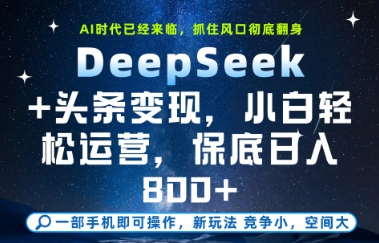 DeepSeek+头条变现，保姆级教学，小白轻松上手，日入8张+【揭秘】-网创社区