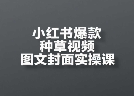 小红书爆款种草视频图文封面实操课，开店、选品、引流、变现全流程-网创社区