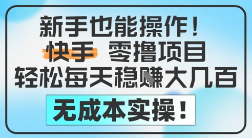 新手也能操作，快手零撸挣米，轻松每天挣2-5张，完全无成本-网创社区