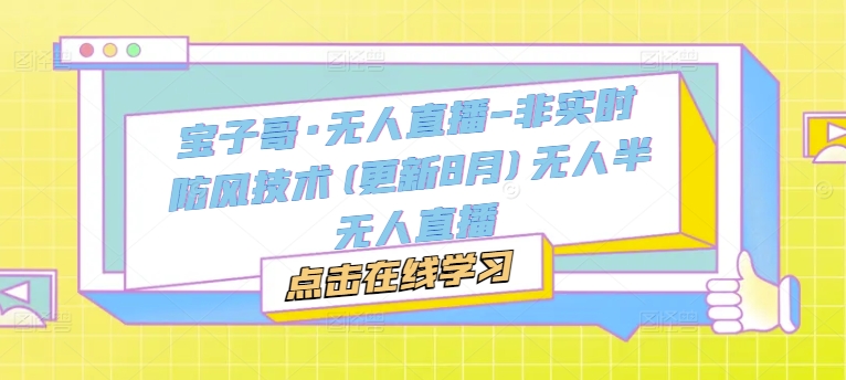 宝子哥·无人直播-非实时防风技术(更新25年6月)无人半无人直播-网创社区