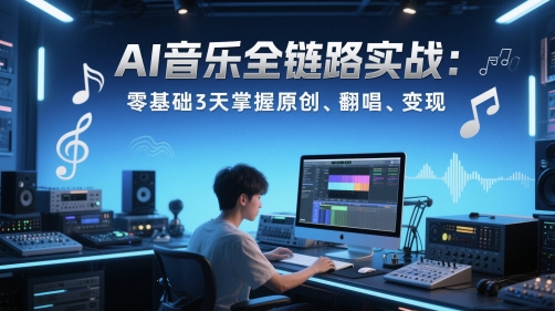 AI音乐全链路实战变现课：零基础3天掌握原创、翻唱、变现-网创社区