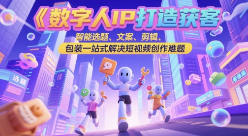 数字人IP打造获客变现实操课，智能选题、文案、剪辑、包装一站式解决短视频创作难题-网创社区